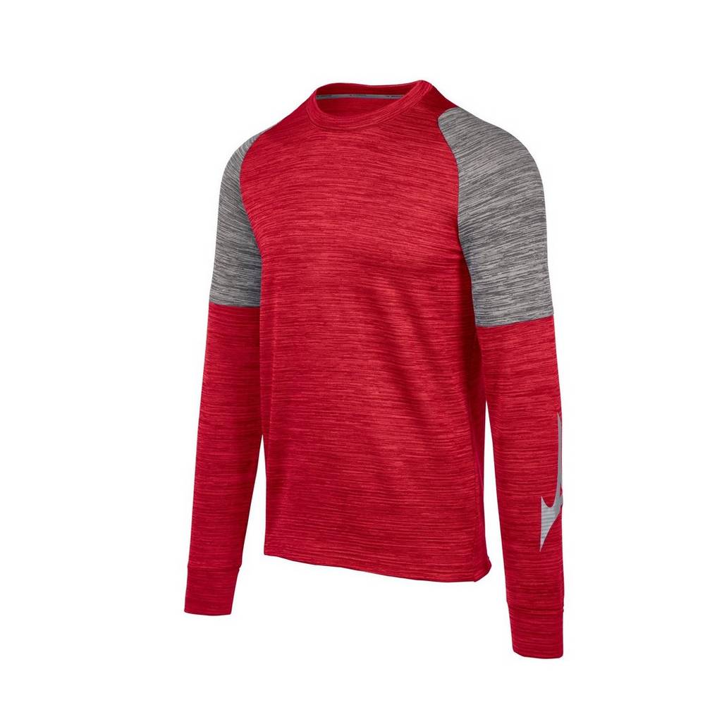 Mizuno Men's Velocity Long Sleeve Crew T-Shirts Red (530021-XAL)